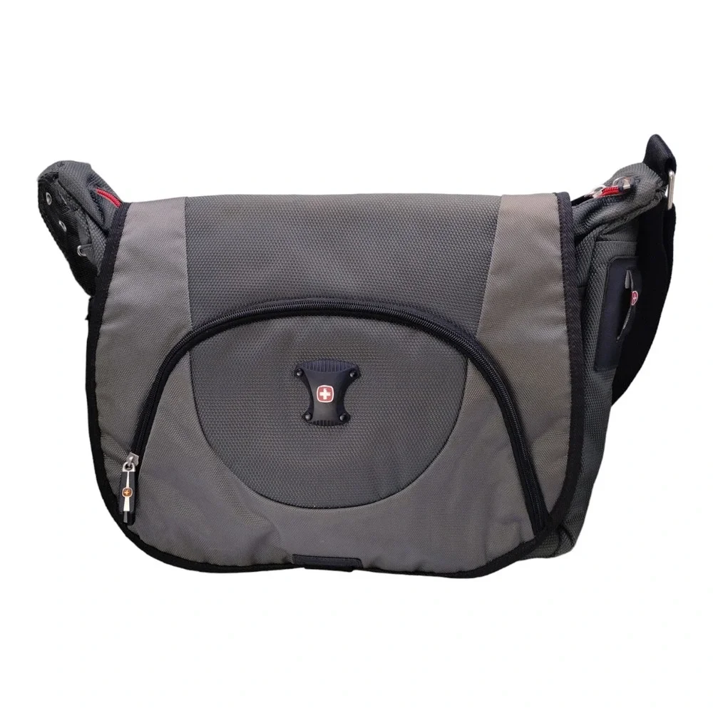 Swiss Gear Laptop Messenger Bag Shoulder Cloth Gray Dark Grey‎ Black Swissgear